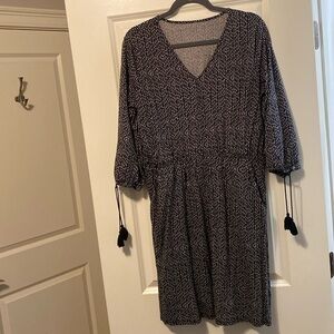 Garnet Hill dress with pockets, large black white three-quarter sleeve